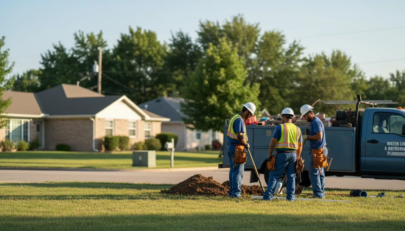 Residential water line and bathroom plumbing service in Piedmont, KS